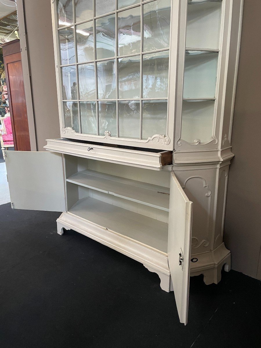 Charming, Large Louis XV Display Cabinet With A White Patina, 18th Century.-photo-6