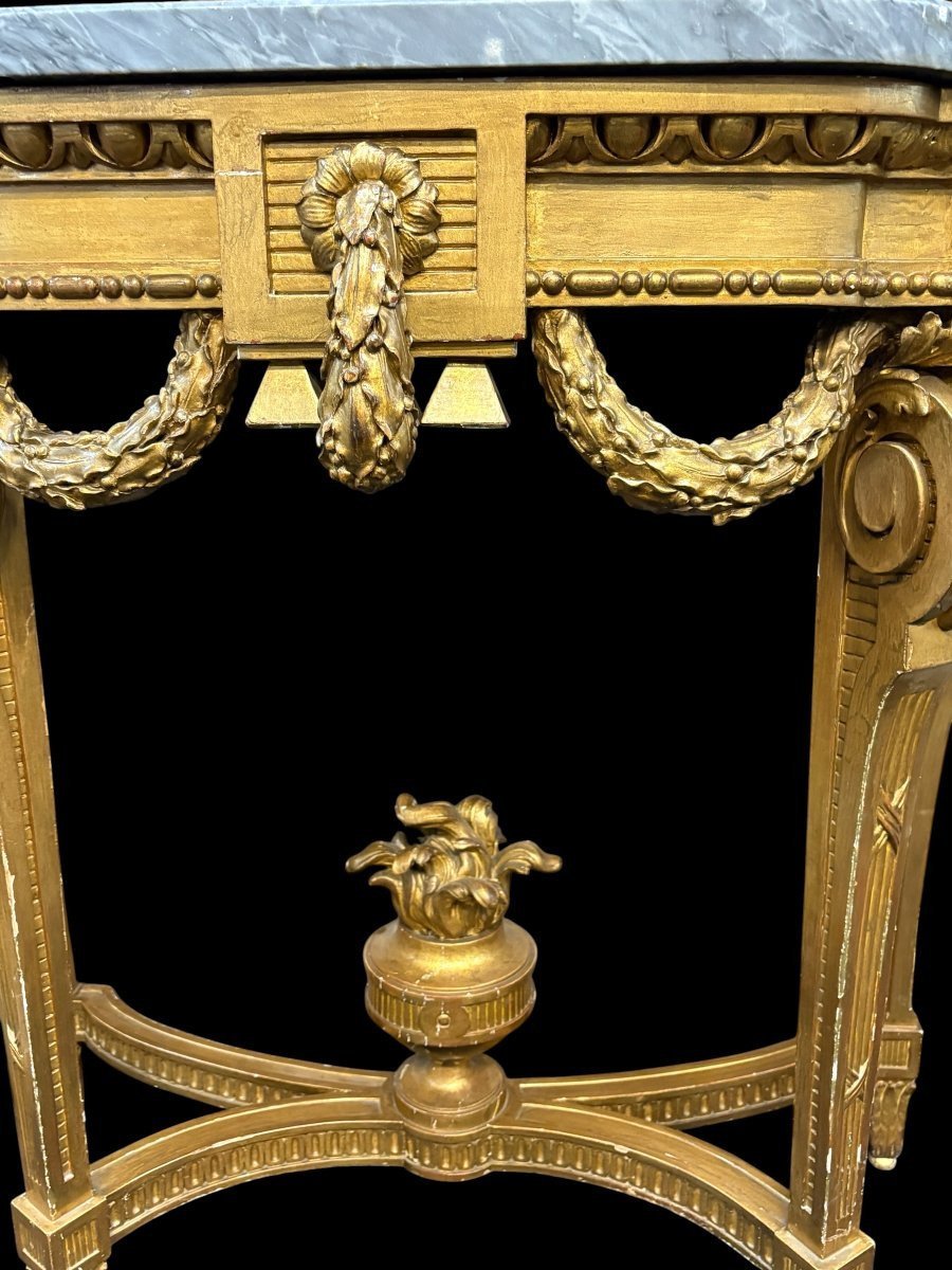 Elegant 19th-century Louis XVI-style Gilded Wood Console Table.-photo-2