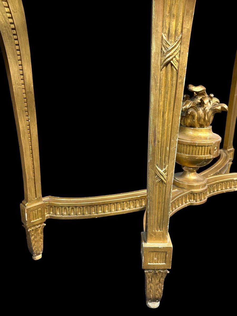 Elegant 19th-century Louis XVI-style Gilded Wood Console Table.-photo-3
