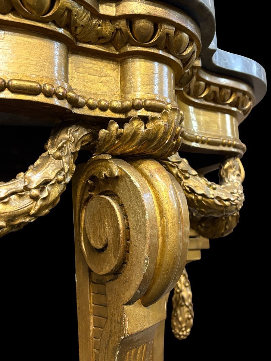 Elegant 19th-century Louis XVI-style Gilded Wood Console Table.-photo-6