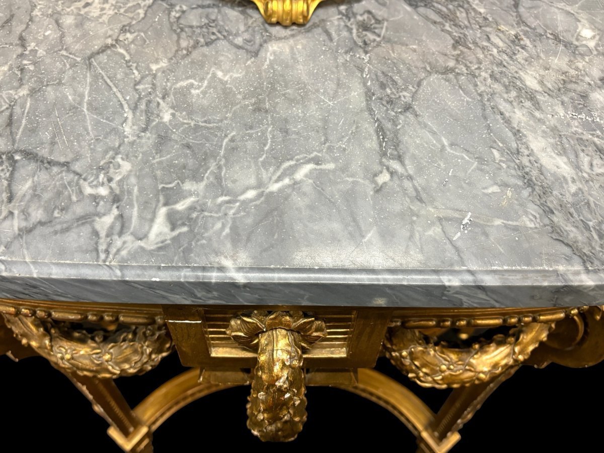 Elegant 19th-century Louis XVI-style Gilded Wood Console Table.-photo-7