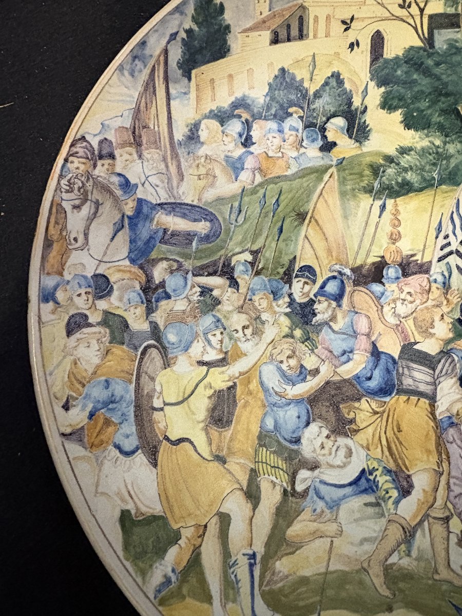 Grand plat en faïence italienne du XIXe siècle (diamètre 56,5 cm)-photo-2