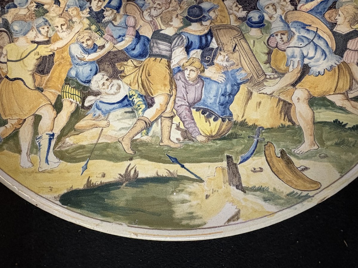Grand plat en faïence italienne du XIXe siècle (diamètre 56,5 cm)-photo-1