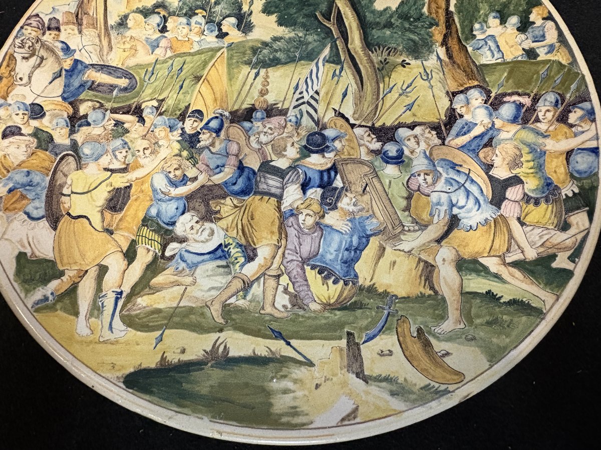 Grand plat en faïence italienne du XIXe siècle (diamètre 56,5 cm)-photo-5