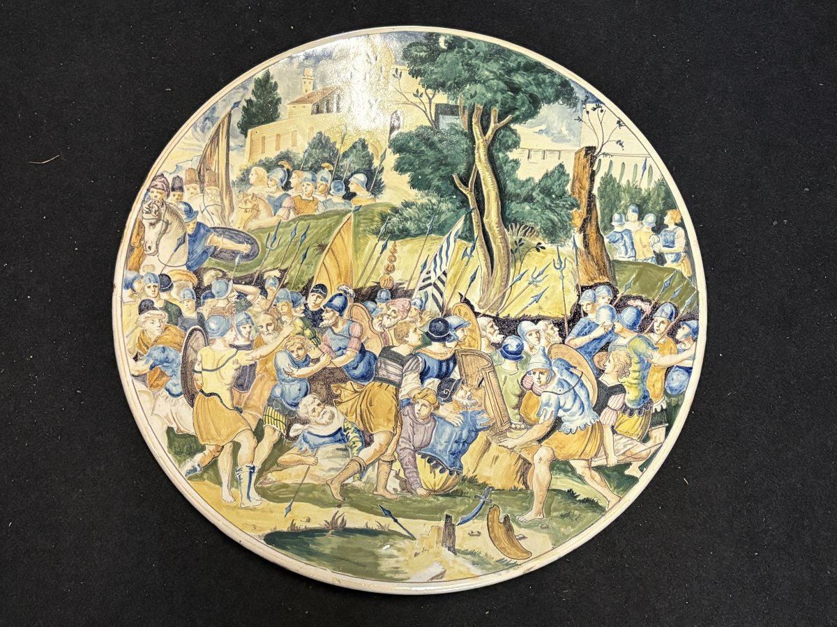 Grand plat en faïence italienne du XIXe siècle (diamètre 56,5 cm)-photo-8