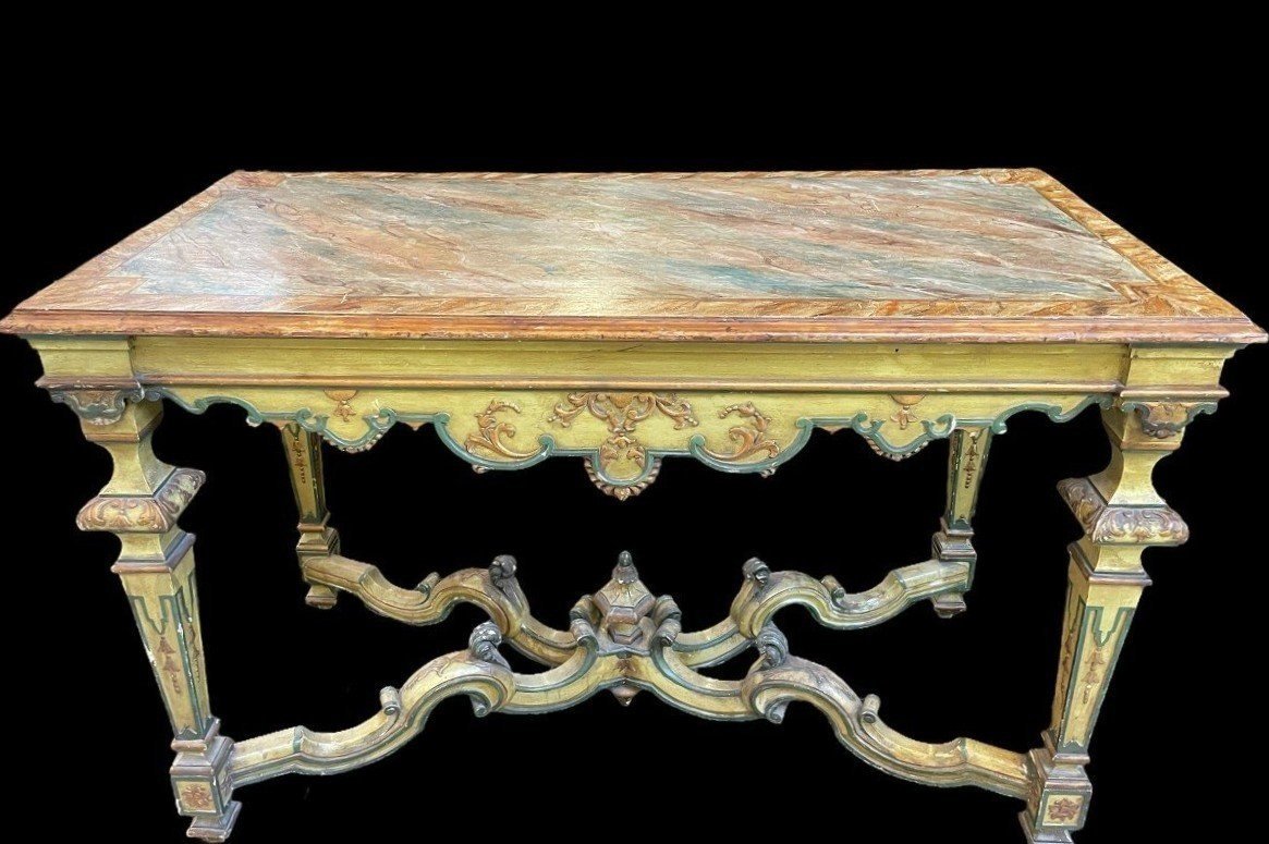 Late 19th-century Regency-style Painted Wooden Center Table.-photo-2