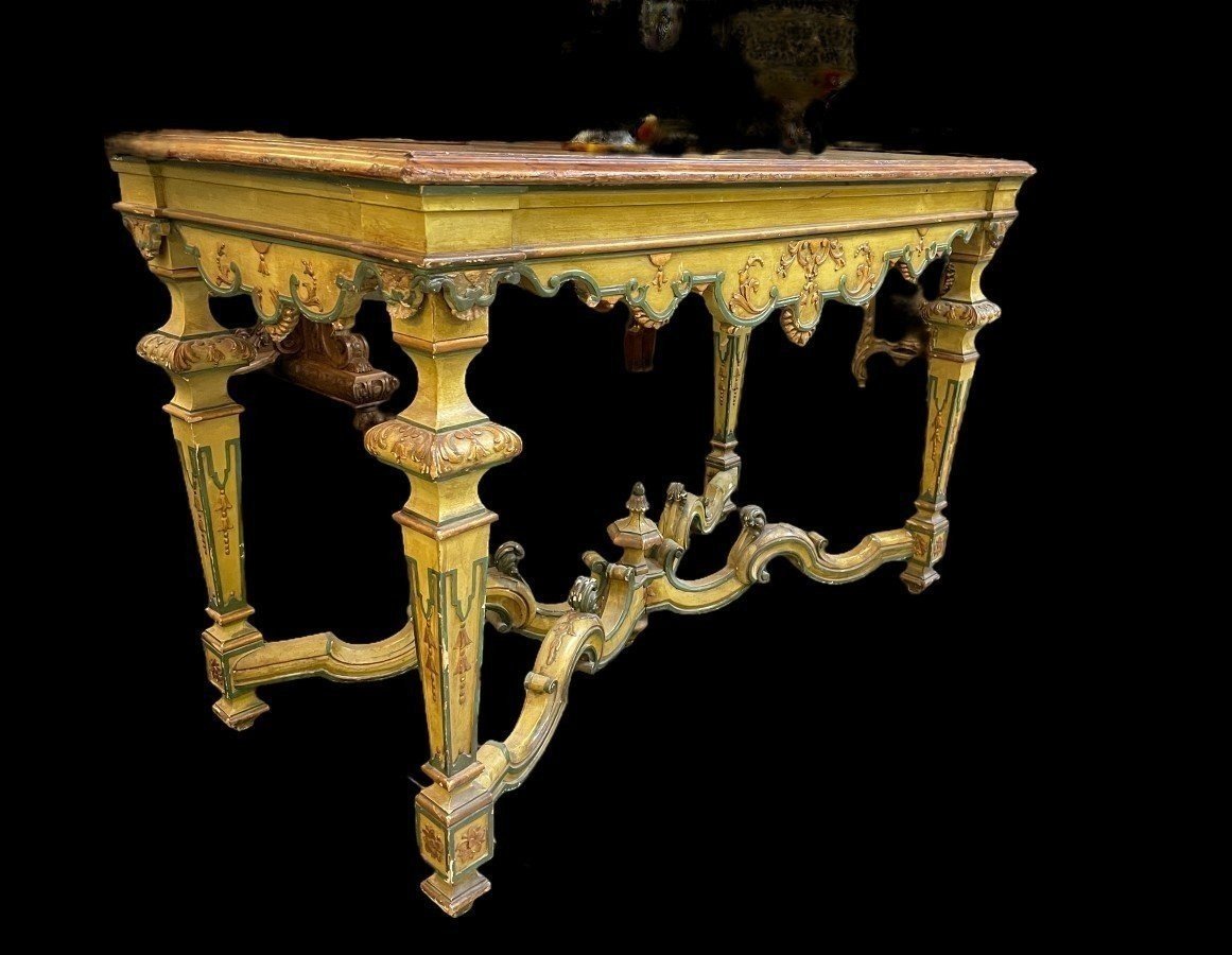 Late 19th-century Regency-style Painted Wooden Center Table.-photo-3
