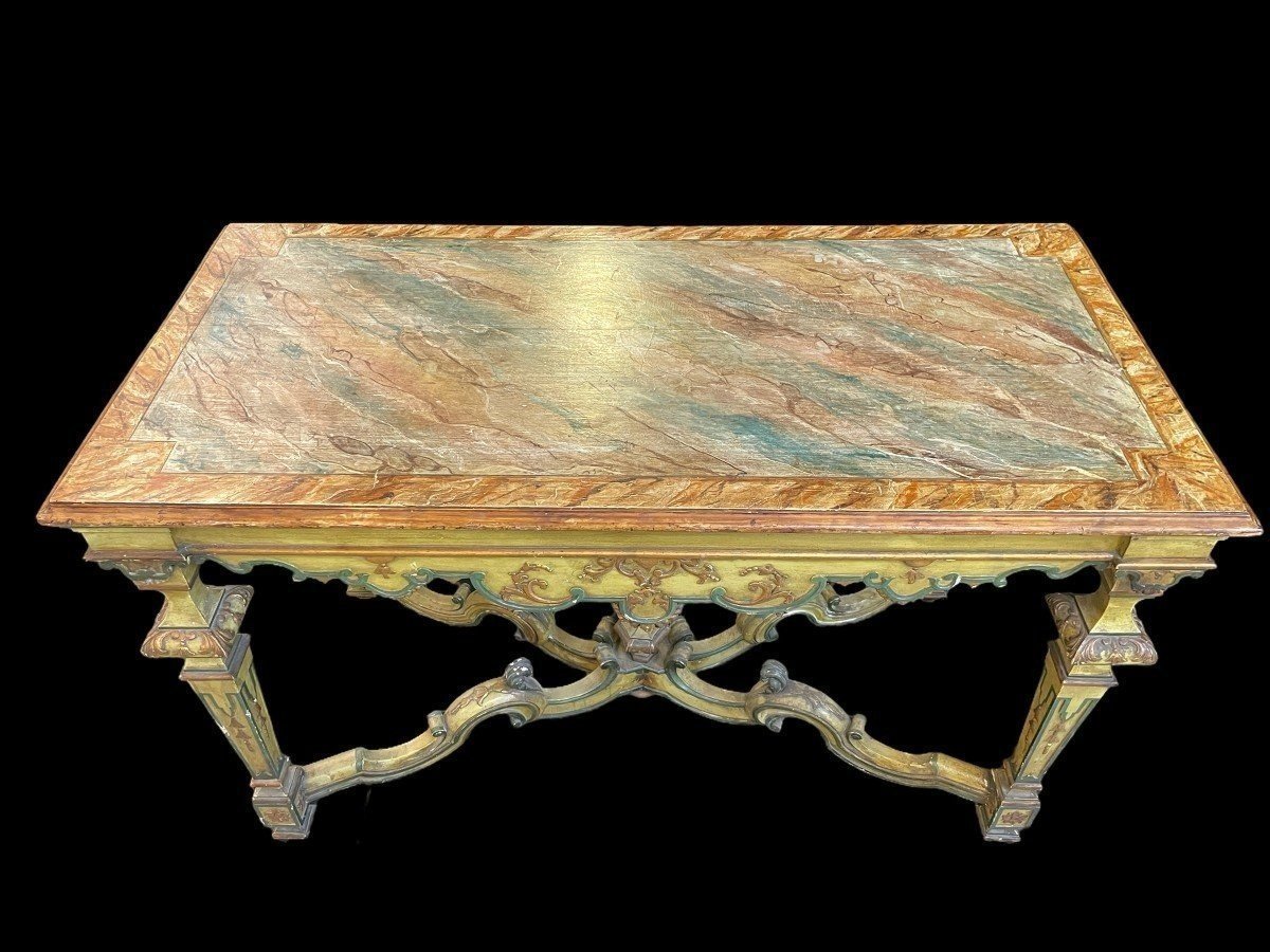 Late 19th-century Regency-style Painted Wooden Center Table.-photo-1