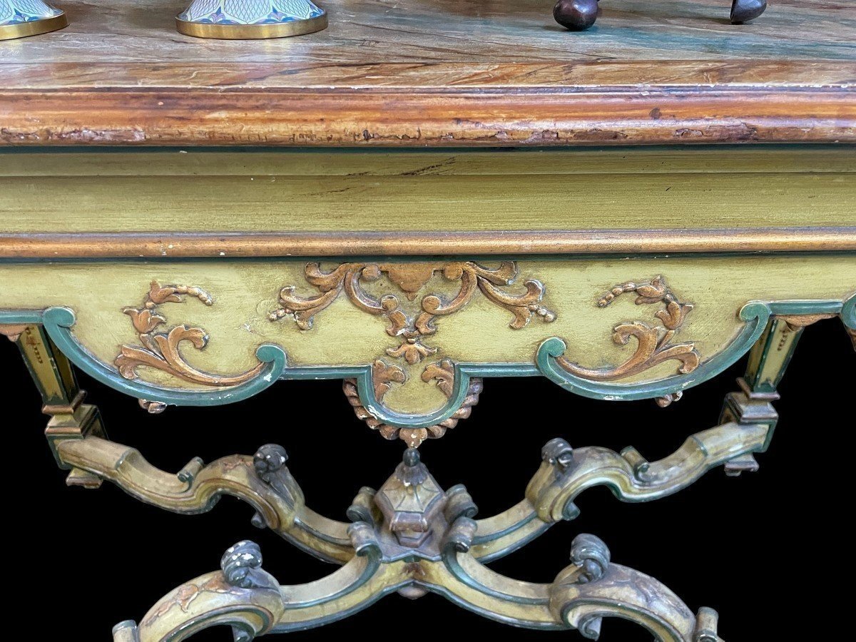 Late 19th-century Regency-style Painted Wooden Center Table.-photo-4