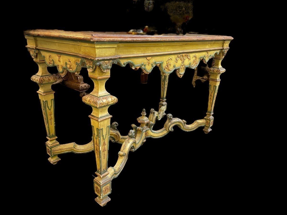 Late 19th-century Regency-style Painted Wooden Center Table.-photo-7