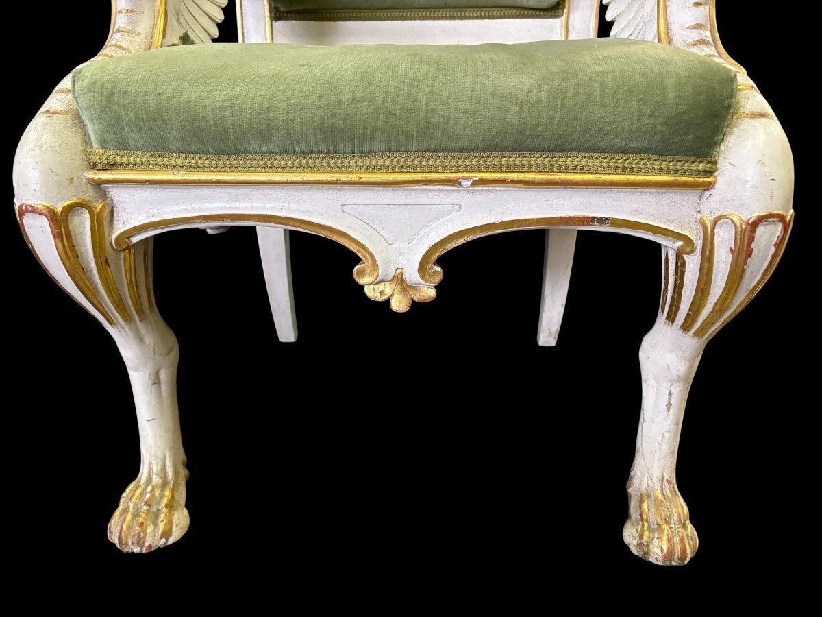 Fauteuil « Animaux mythologiques ailés » de style Empire, XIXe siècle.-photo-4
