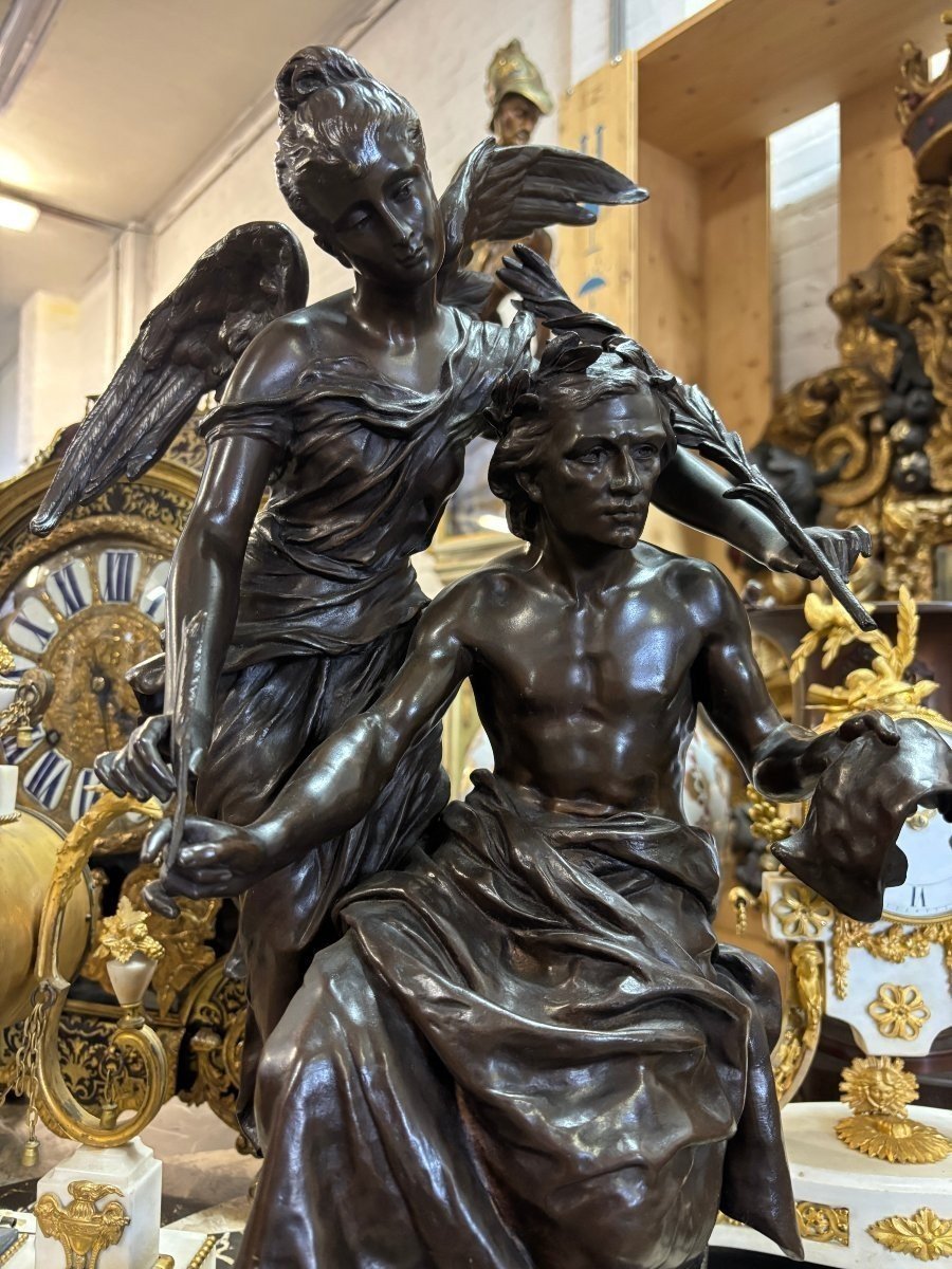 Bronze Sculpture “allegory Of The Arts” By Henri Plé, 19th Century.-photo-2