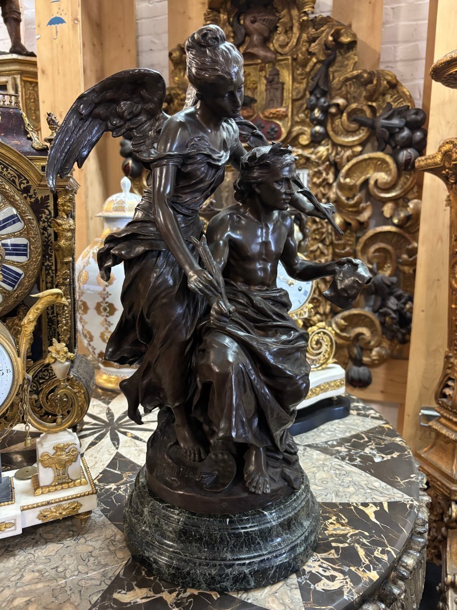 Bronze Sculpture “allegory Of The Arts” By Henri Plé, 19th Century.-photo-3