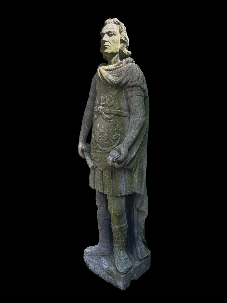 A Beautiful And Very Large "julius Caesar" Sculpture In Blue Stone, Early 19th Century. (215 Cm)-photo-4
