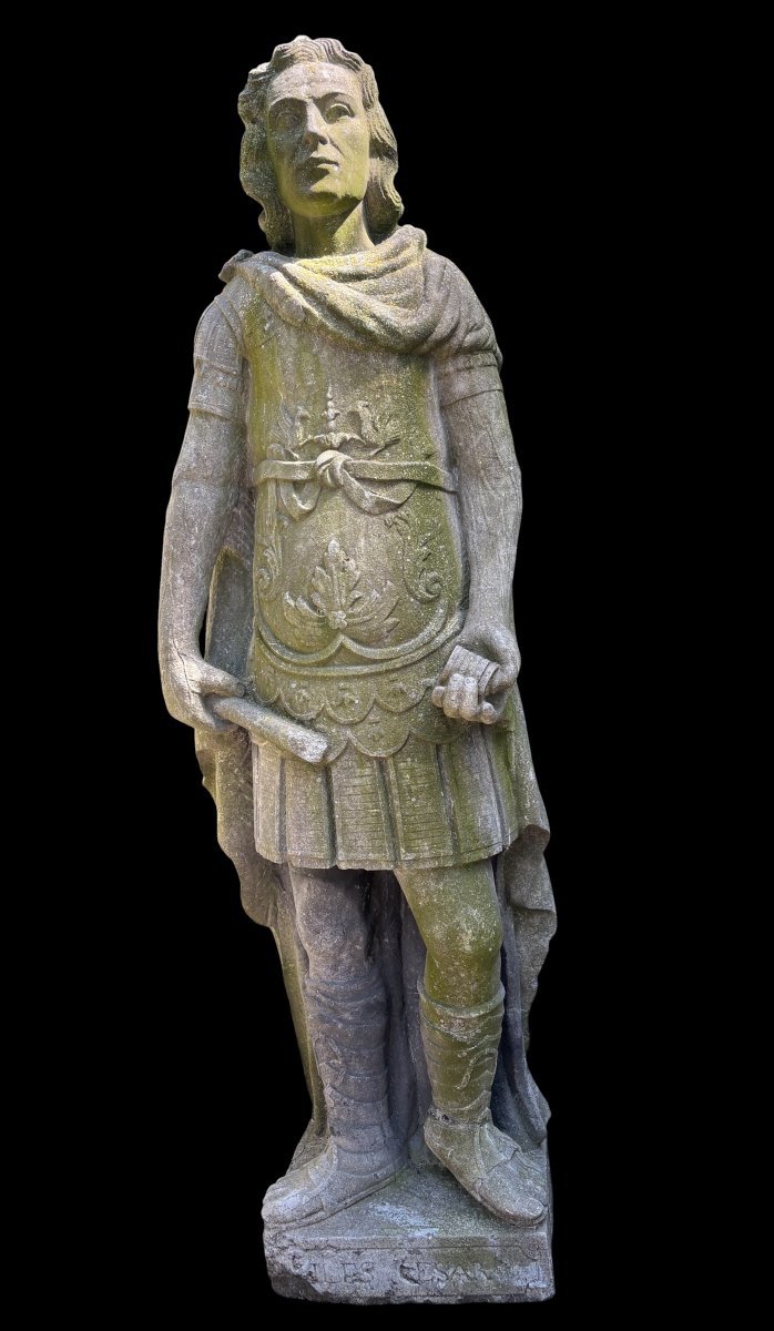 A Beautiful And Very Large "julius Caesar" Sculpture In Blue Stone, Early 19th Century. (215 Cm)-photo-8