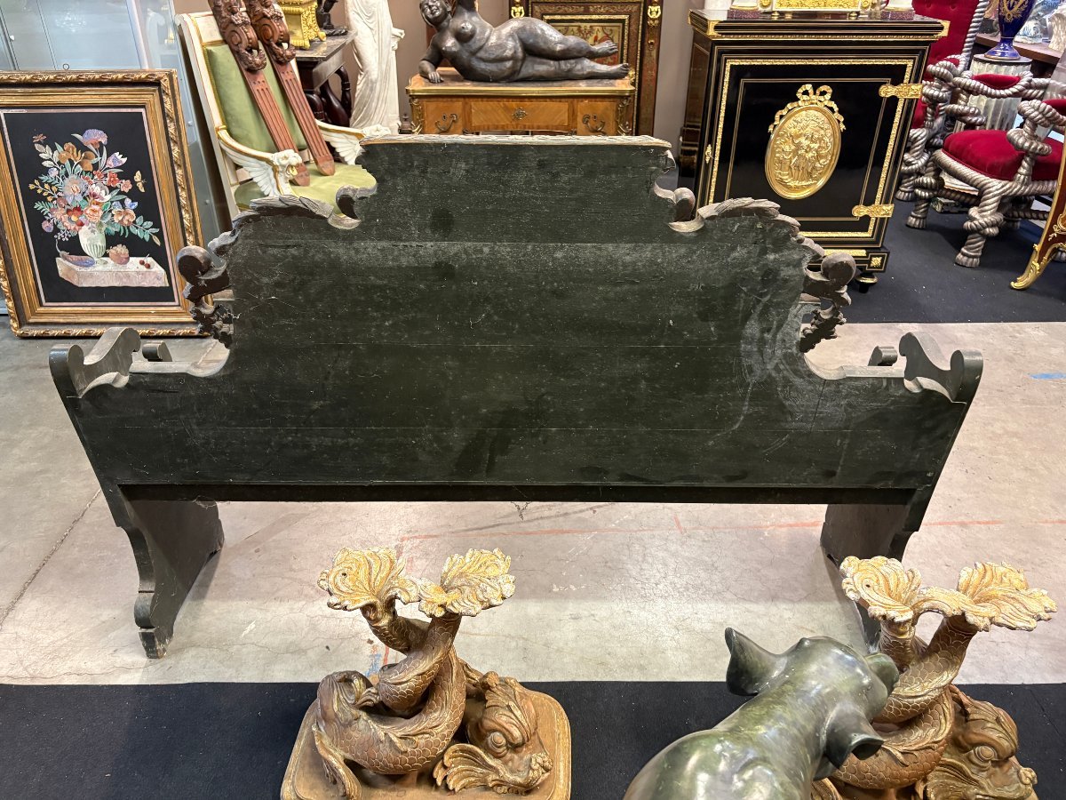 Louis XVI-style Wooden Hall Bench, Late 18th Century.-photo-6