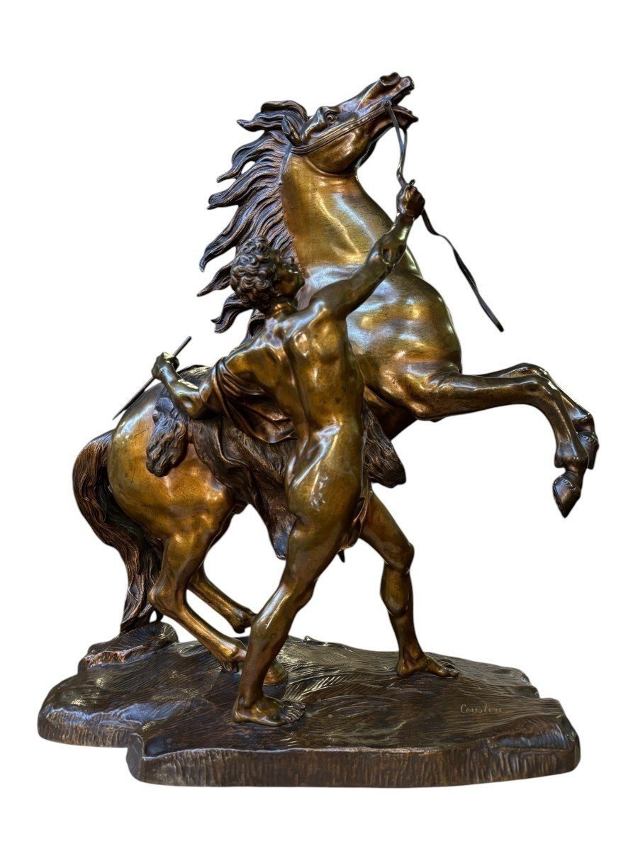 Bronze Sculpture By Guillaume Coustou, “the Horse Of Marly,” 19th Century.-photo-2