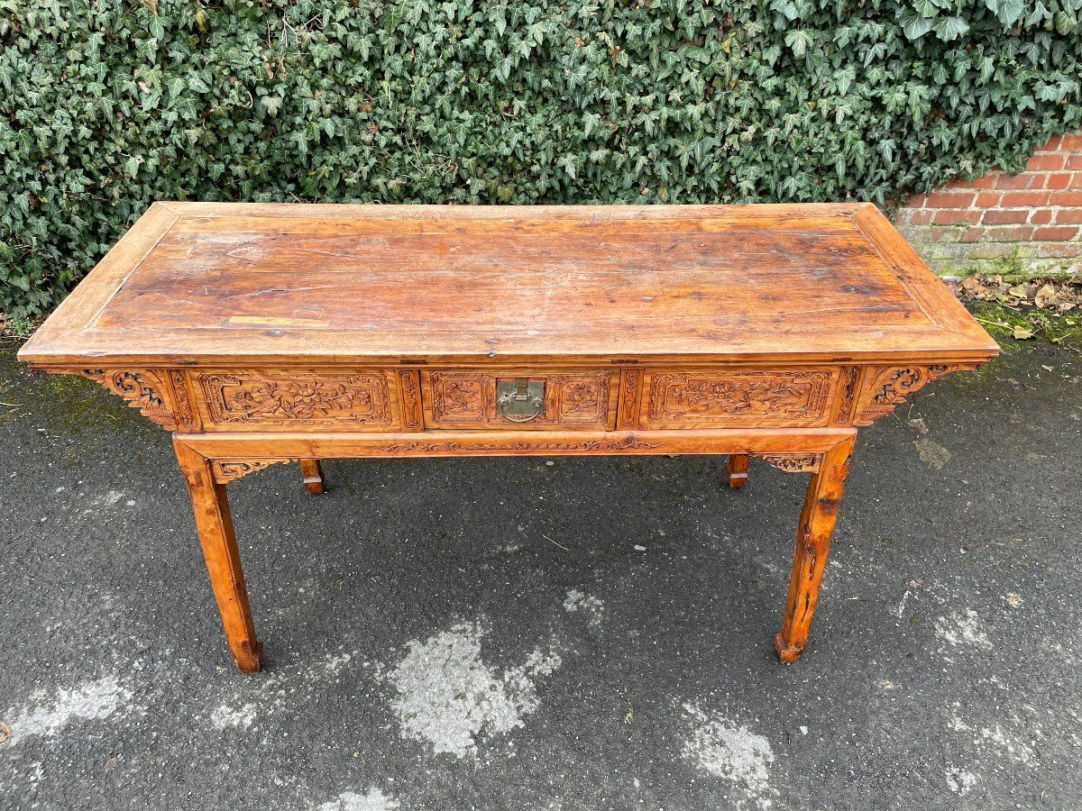 Grand Table Centrale/console Décorative, Chinois 19ème-photo-3