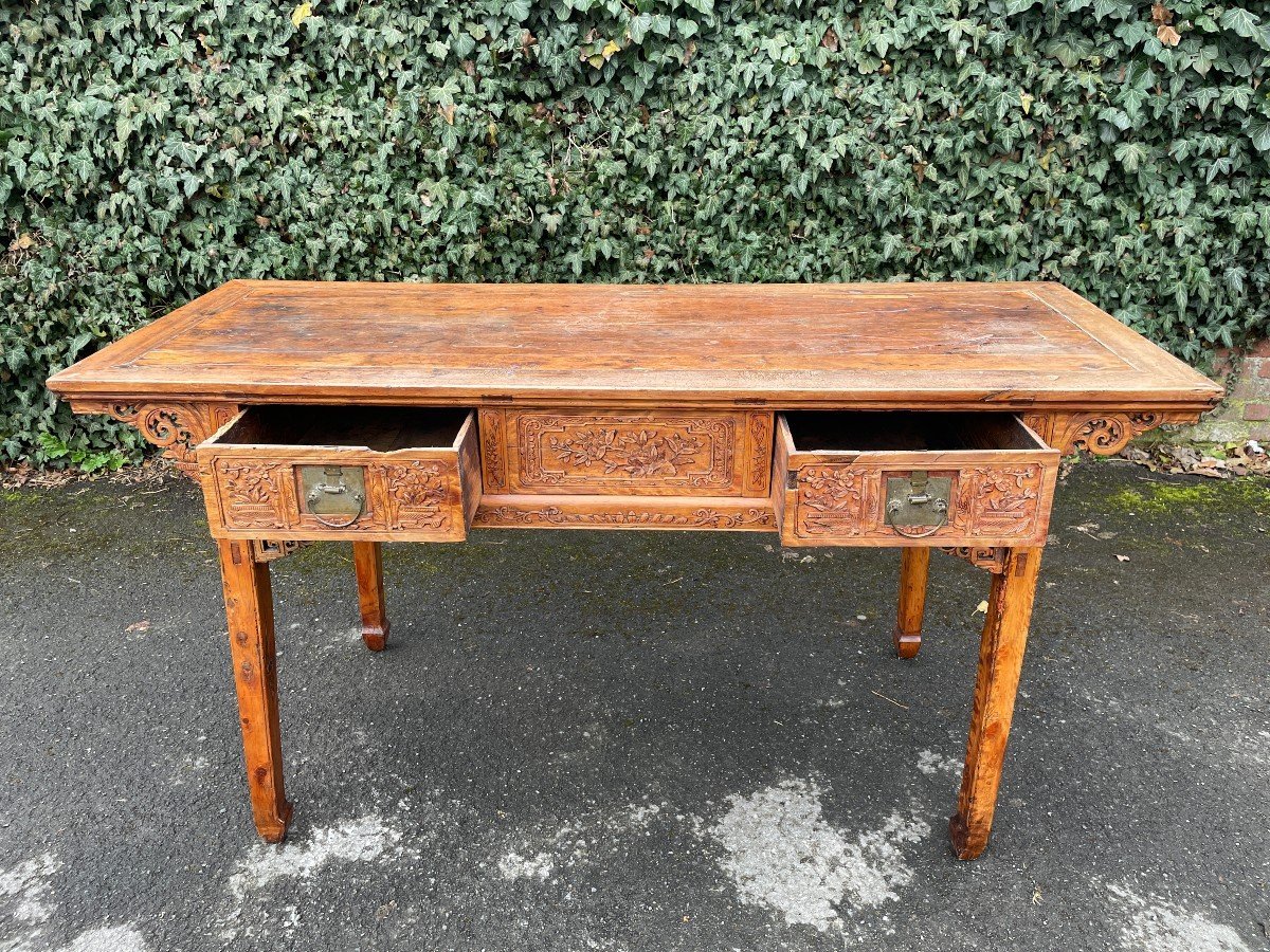 Grand Table Centrale/console Décorative, Chinois 19ème-photo-3