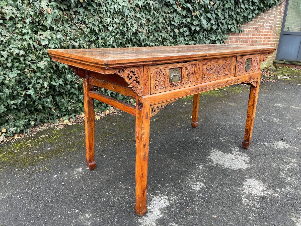 Grand Table Centrale/console Décorative, Chinois 19ème-photo-4