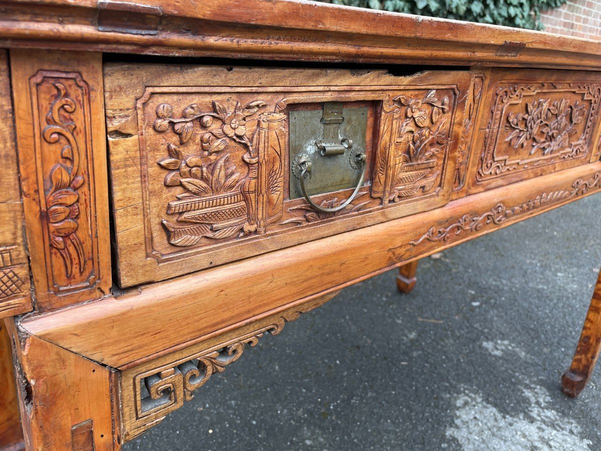 Grand Table Centrale/console Décorative, Chinois 19ème-photo-5