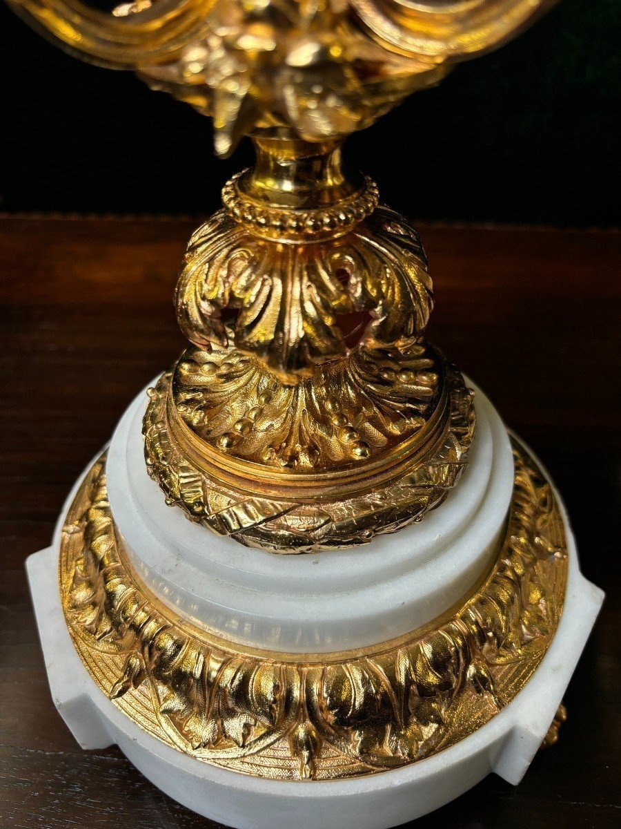 Paire De Grands Candélabres ( 74 cm ) En Bronze Doré  Napoléon III-photo-5