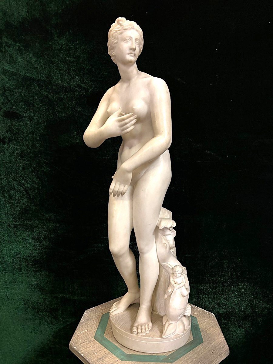 Beautiful 19th-century "venus" Sculpture In Alabaster. (79 Cm)