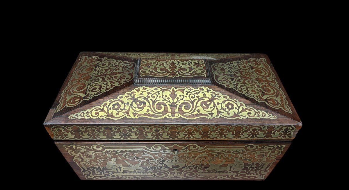 19th-century Tea Box With Boulle Marquetry.-photo-1