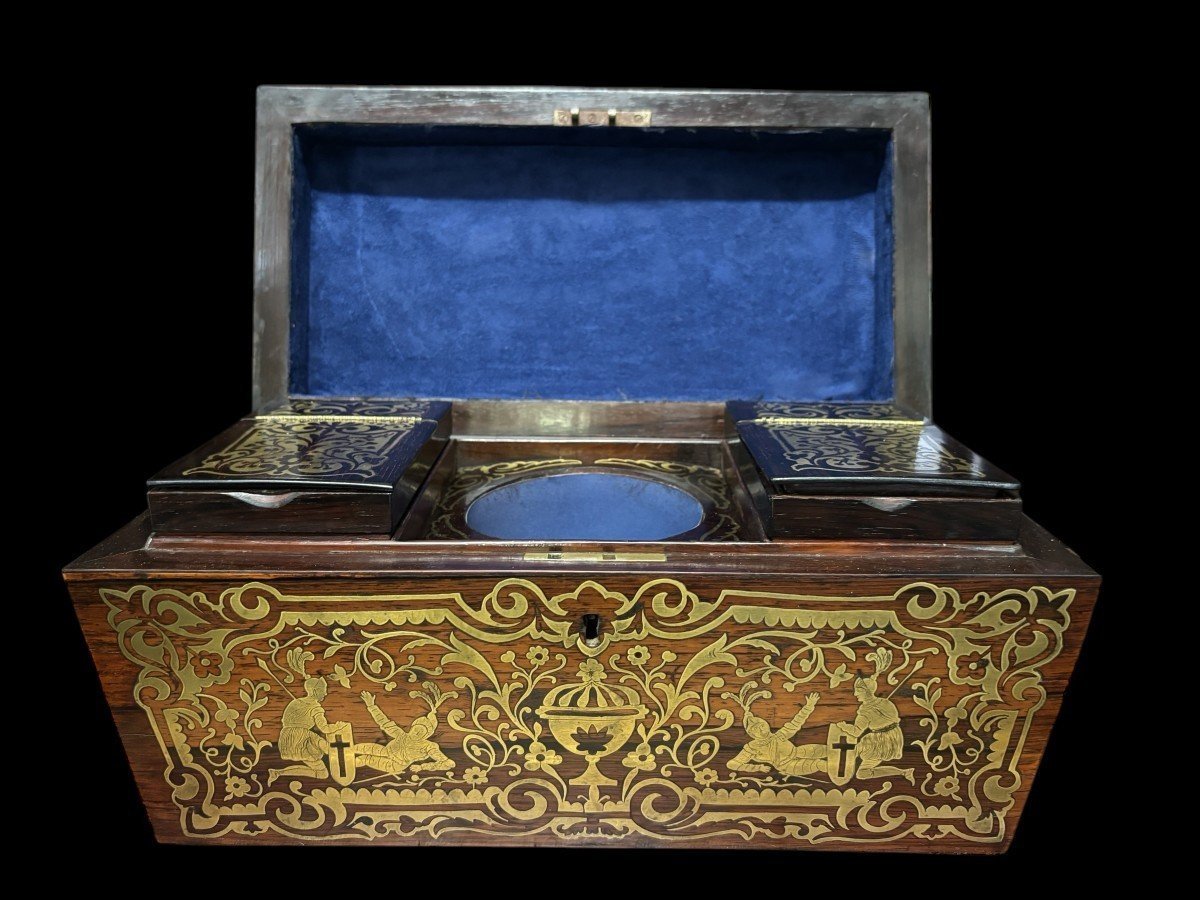 19th-century Tea Box With Boulle Marquetry.-photo-2