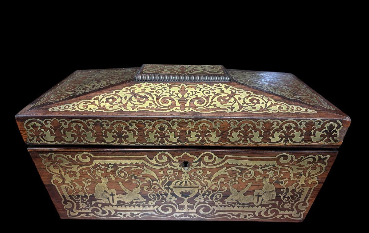 19th-century Tea Box With Boulle Marquetry.