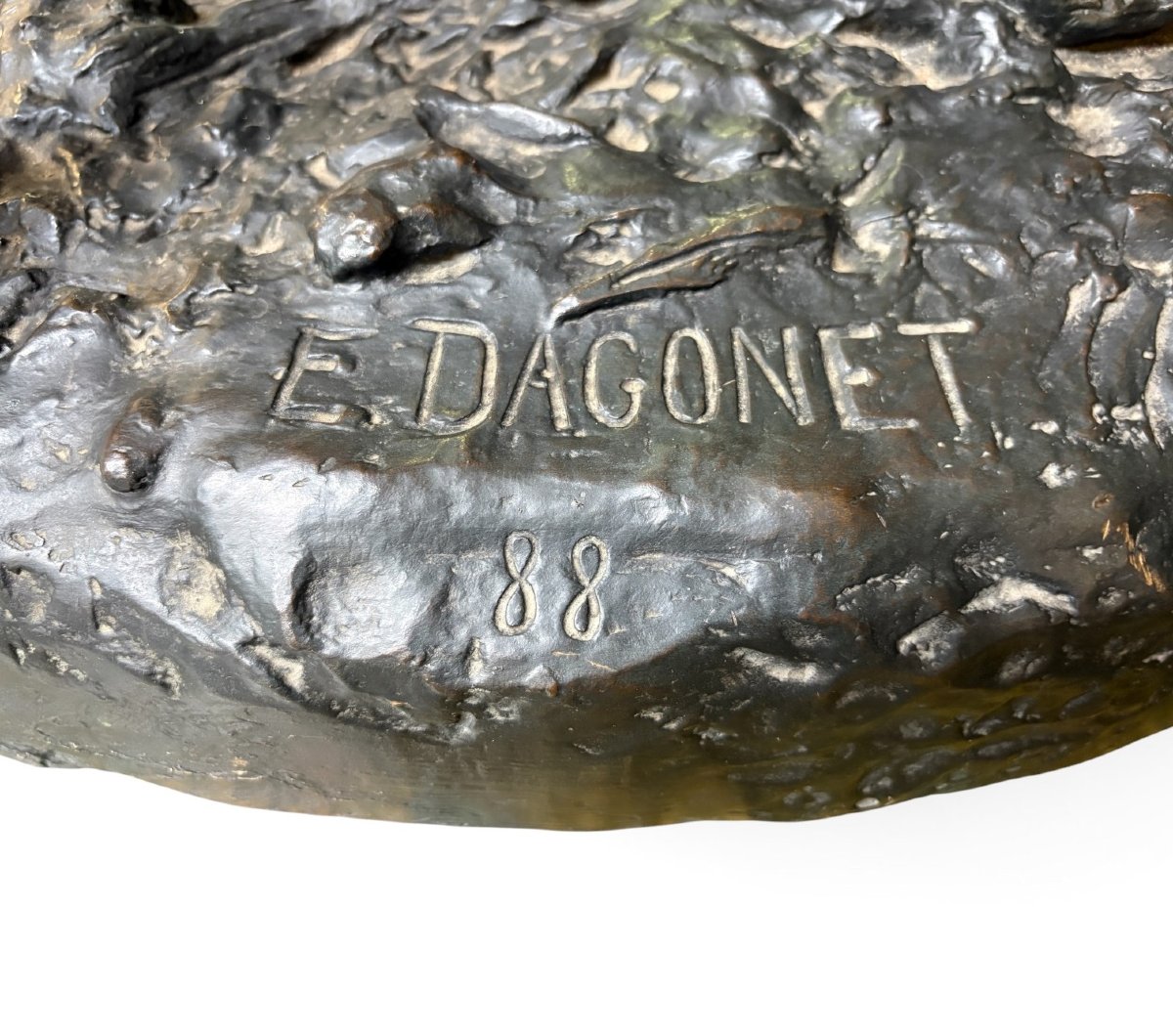 A Very Large ( 123 Cm ) 19th-century Bronze Sculpture Titled “a Doe Caught In A Snare.”-photo-4