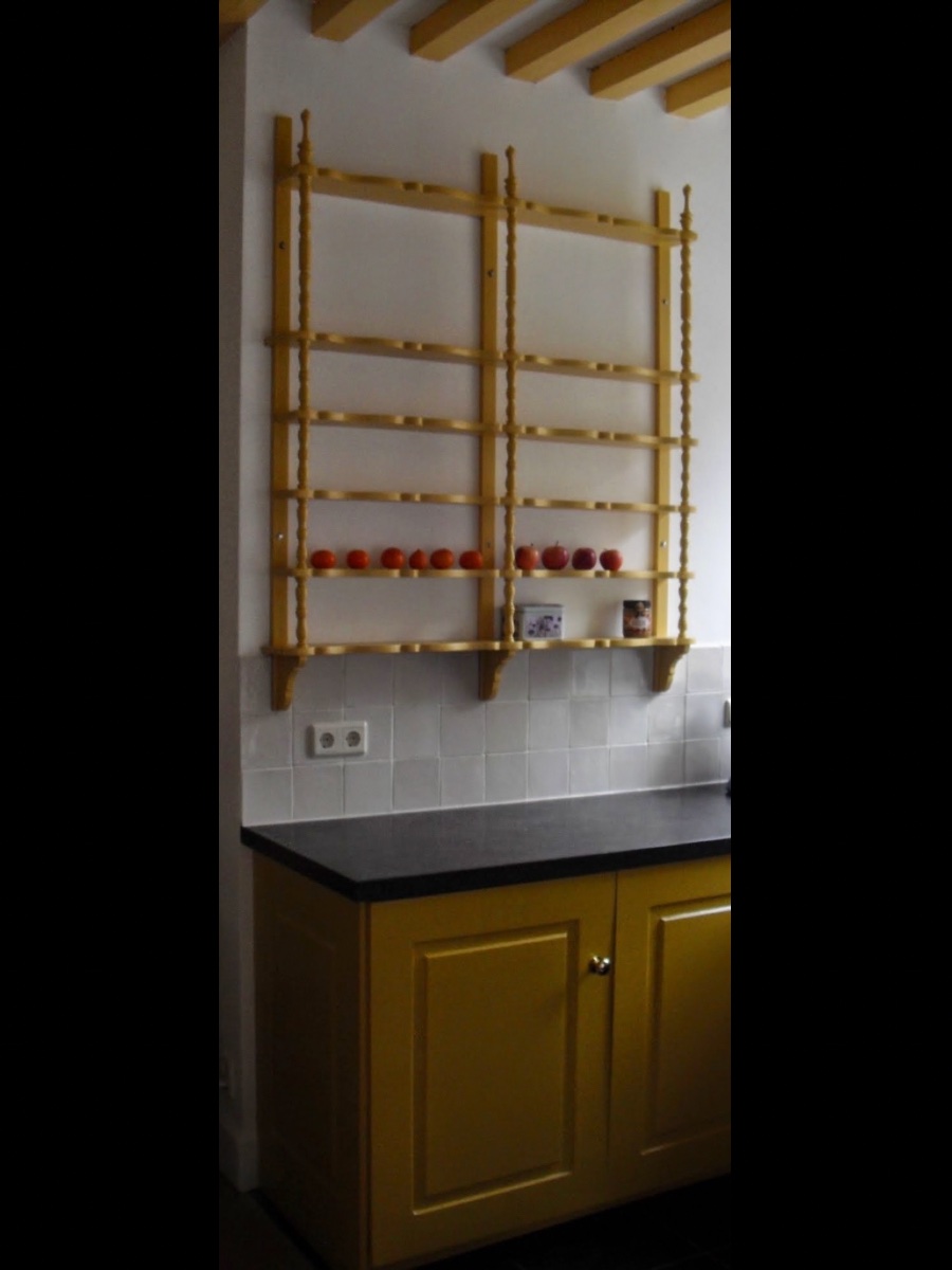 Vintage grand porte-verres et bouteilles en bois peint.-photo-2