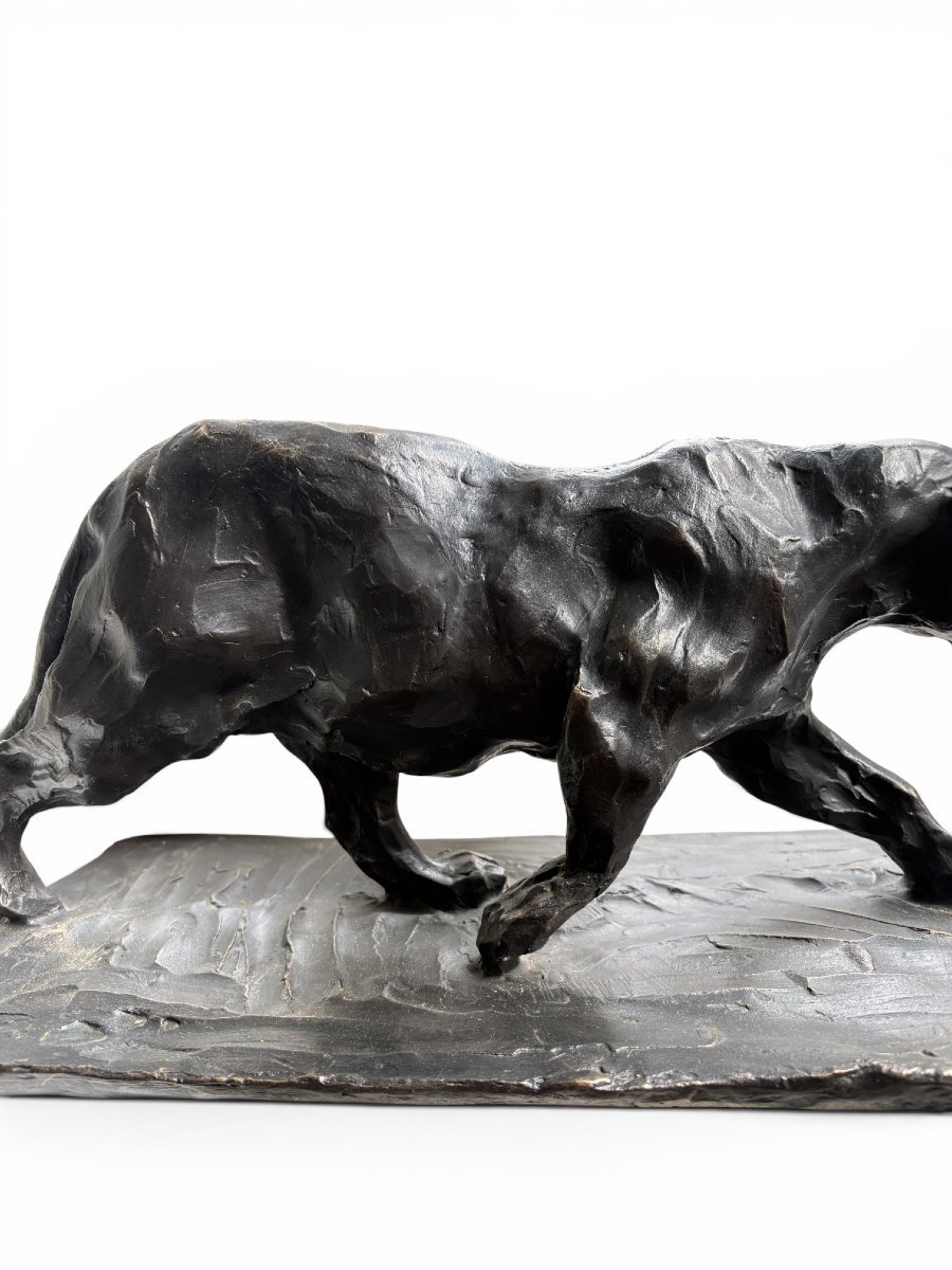 Sculpture d'une panthère en bronze, XXe siècle.-photo-5