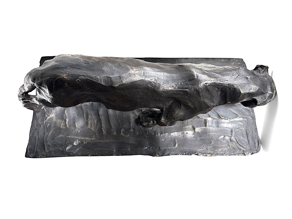 Sculpture d'une panthère en bronze, XXe siècle.-photo-7
