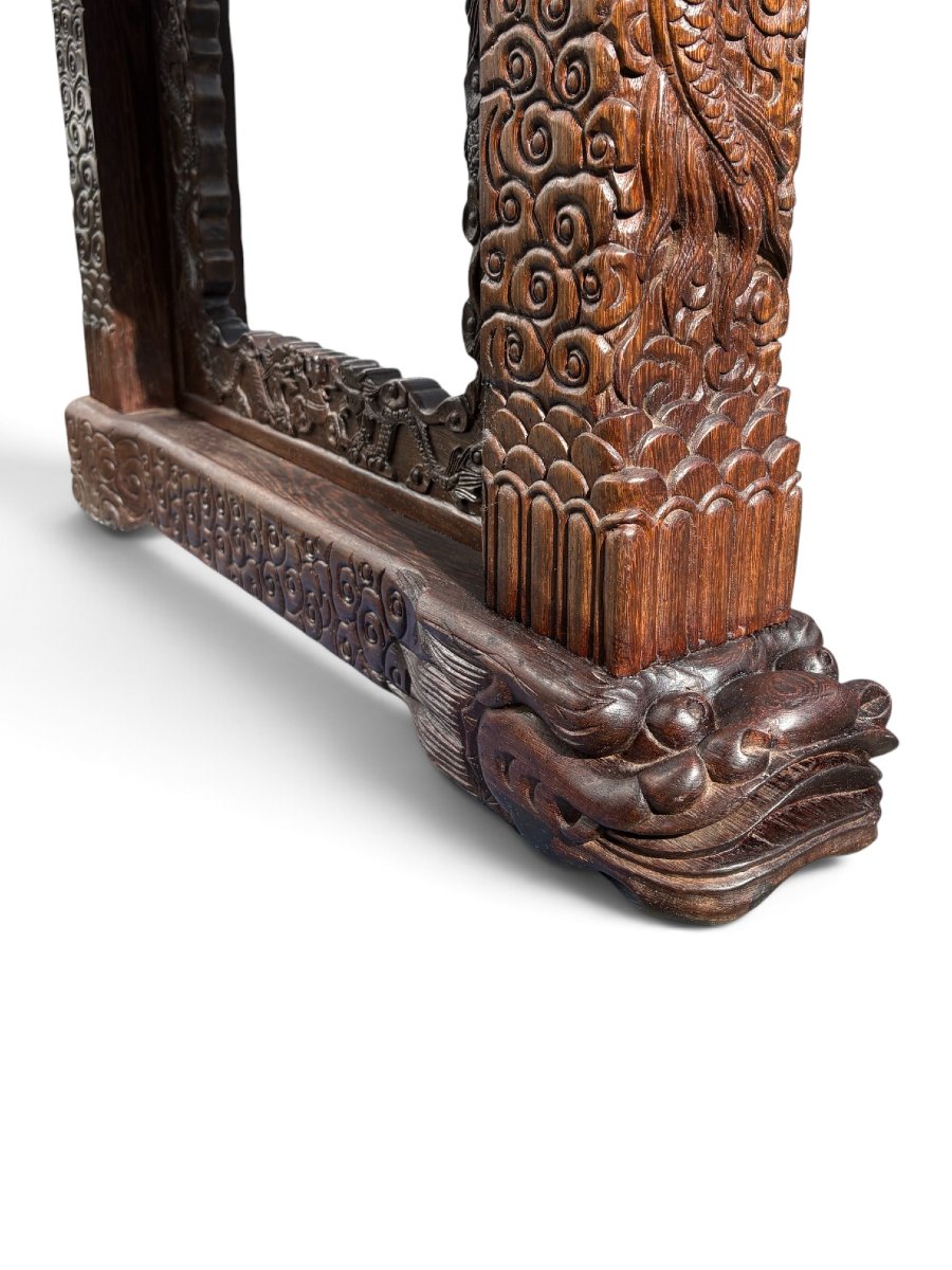 Large (230 Cm) Chinese Hardwood Console Table From The 20th Century.-photo-3