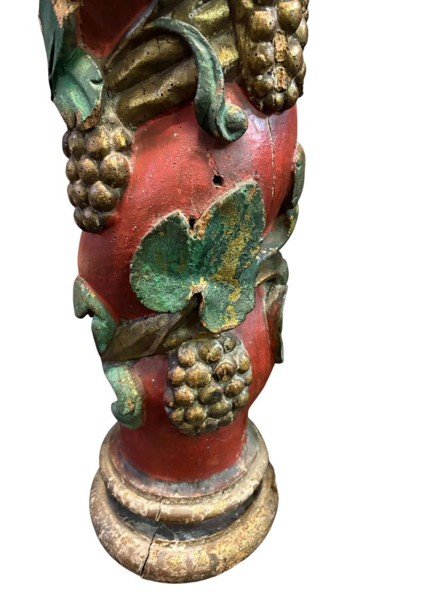 Paire de colonnes en bois torsadées du XVIIe siècle-photo-4