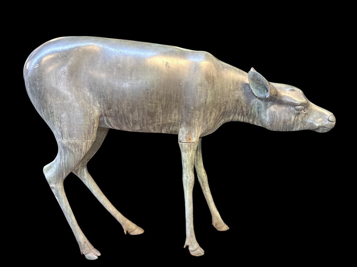 A Very Beautiful Pair Of 19th-century Bronze Stags.-photo-2