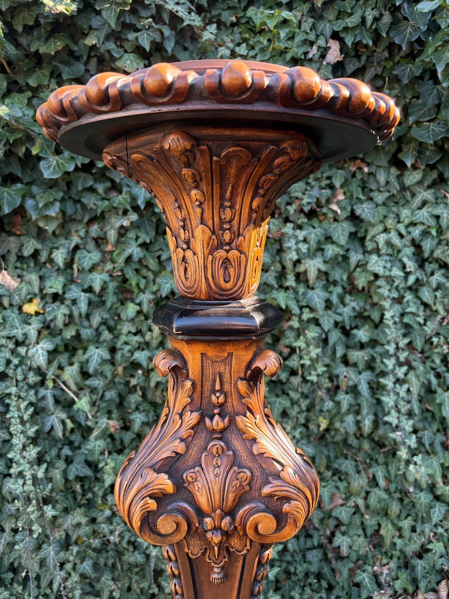 Large Regency-style Candelabra In Walnut, 19th Century-photo-3