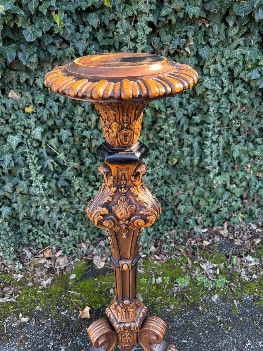 Large Regency-style Candelabra In Walnut, 19th Century-photo-4
