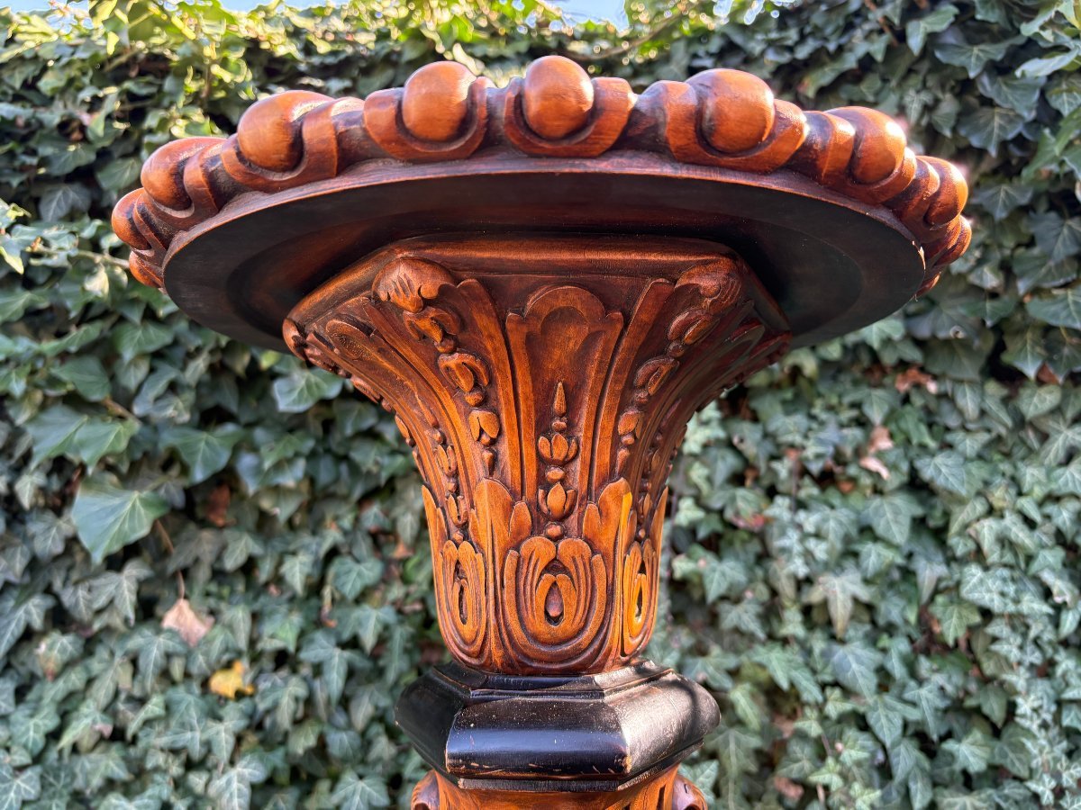 Large Regency-style Candelabra In Walnut, 19th Century-photo-2
