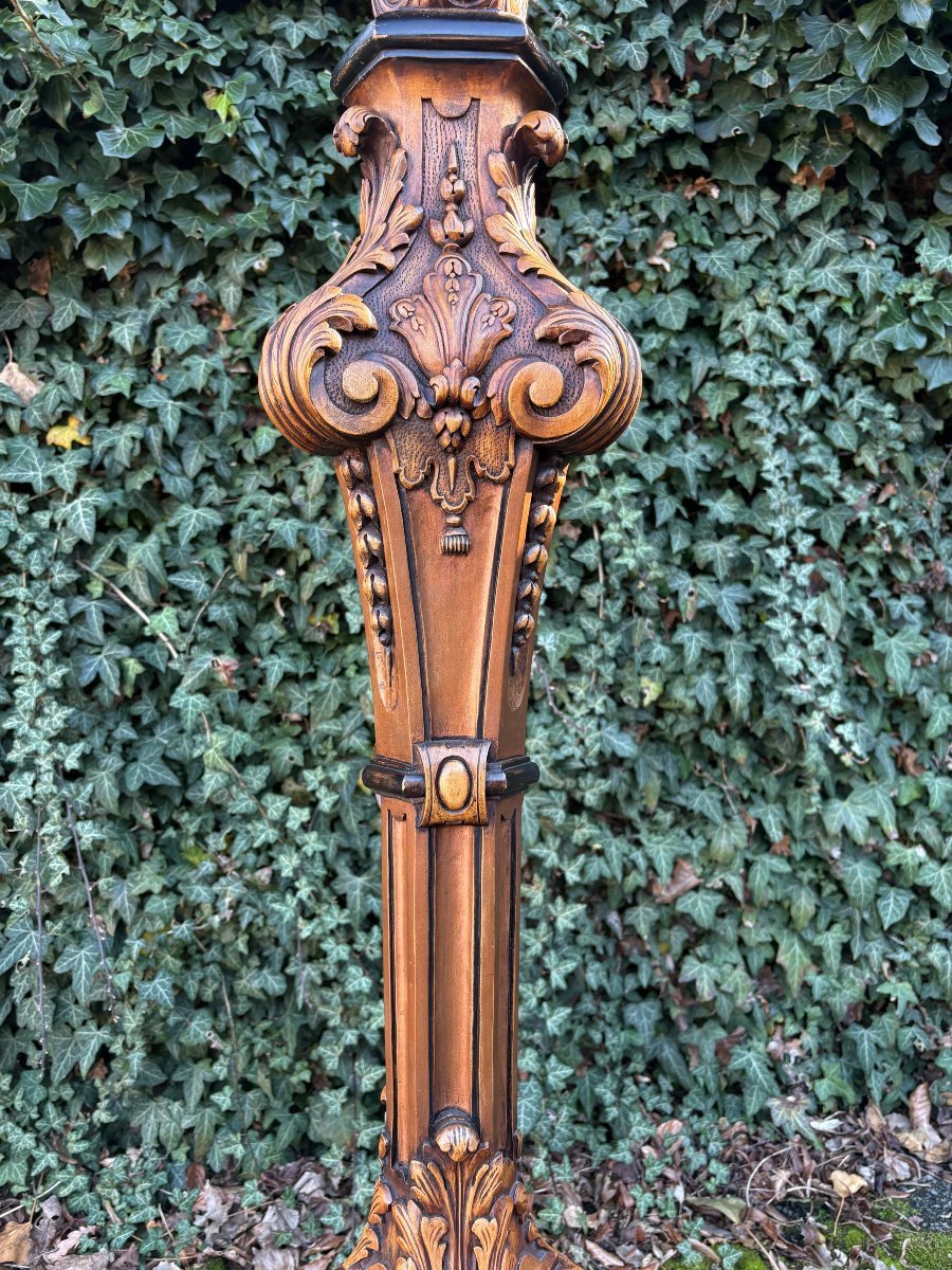 Large Regency-style Candelabra In Walnut, 19th Century-photo-4