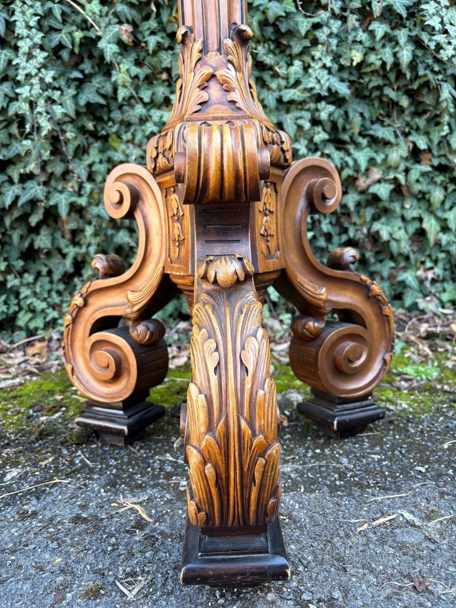 Large Regency-style Candelabra In Walnut, 19th Century-photo-8