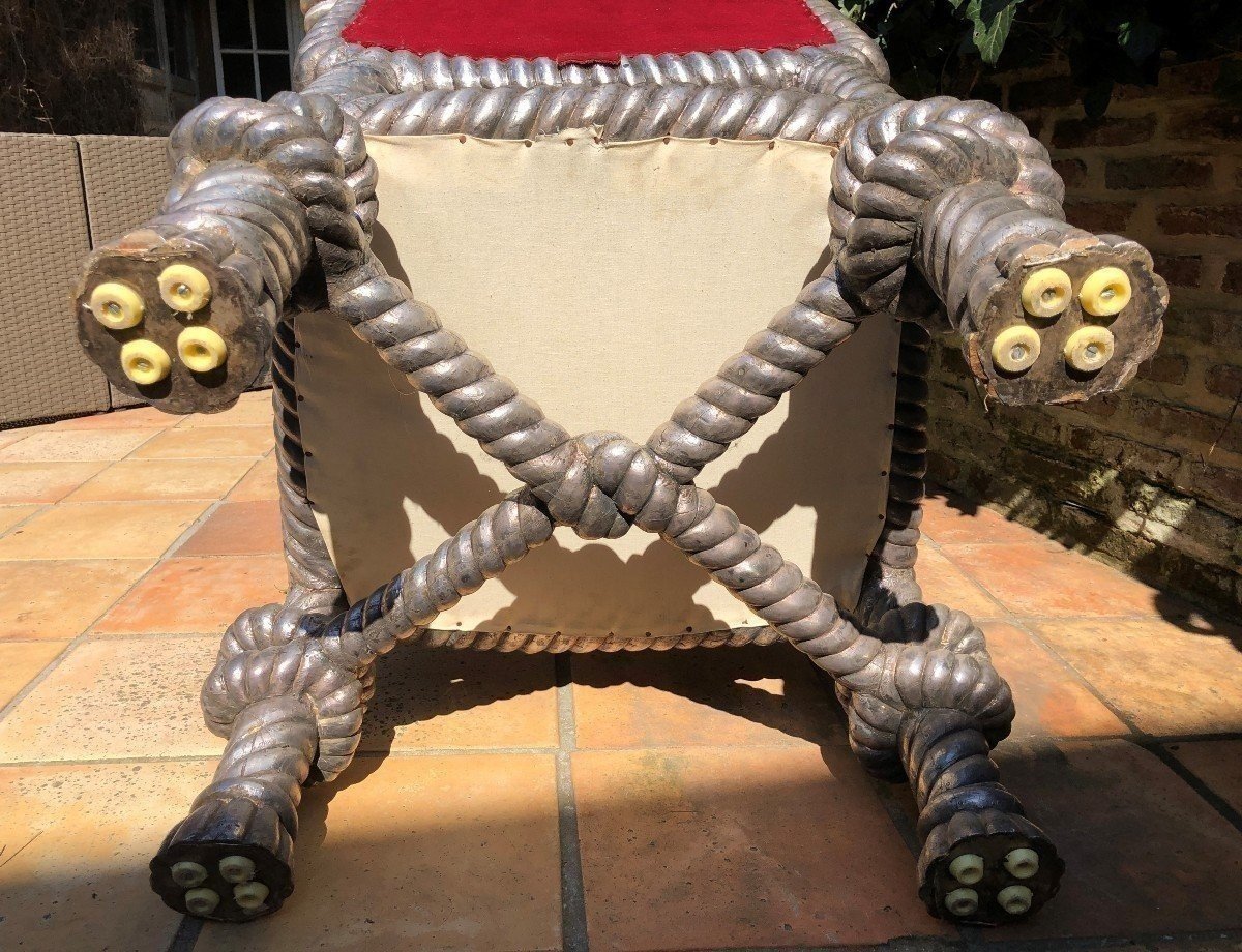 Rare Paire De Grands Fauteuils " Cordes " Fin 19ème.-photo-7