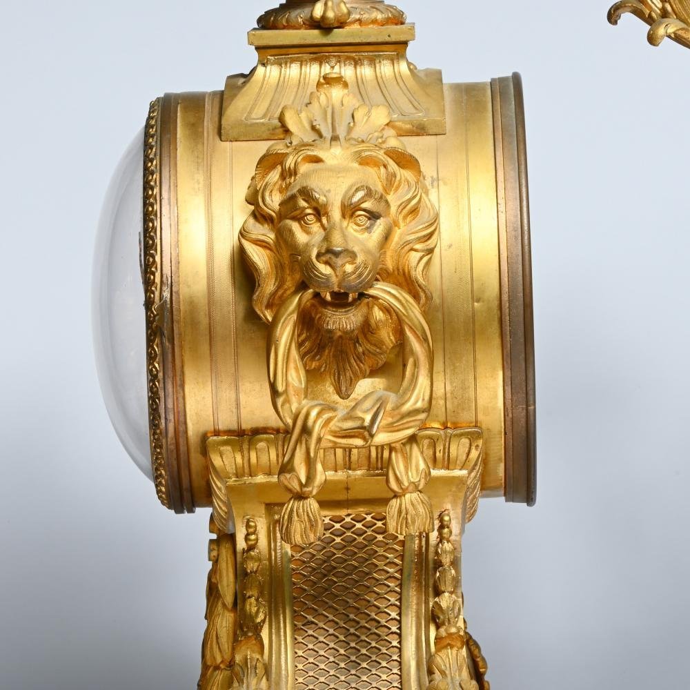 Grand Garniture De Cheminée De Style LXVI En Bronze Doré Paris, 19e Siècle.-photo-2