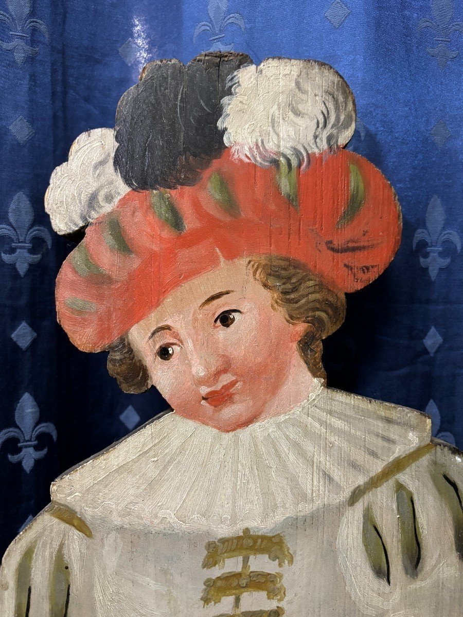 Paire De Gardiens De Chémineé En Bois Peint, 18ème Siècle.-photo-1