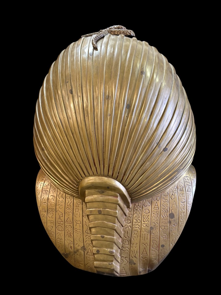 Large Bronze Bust Of Pharaoh "tutankhamun," 20th Century-photo-5