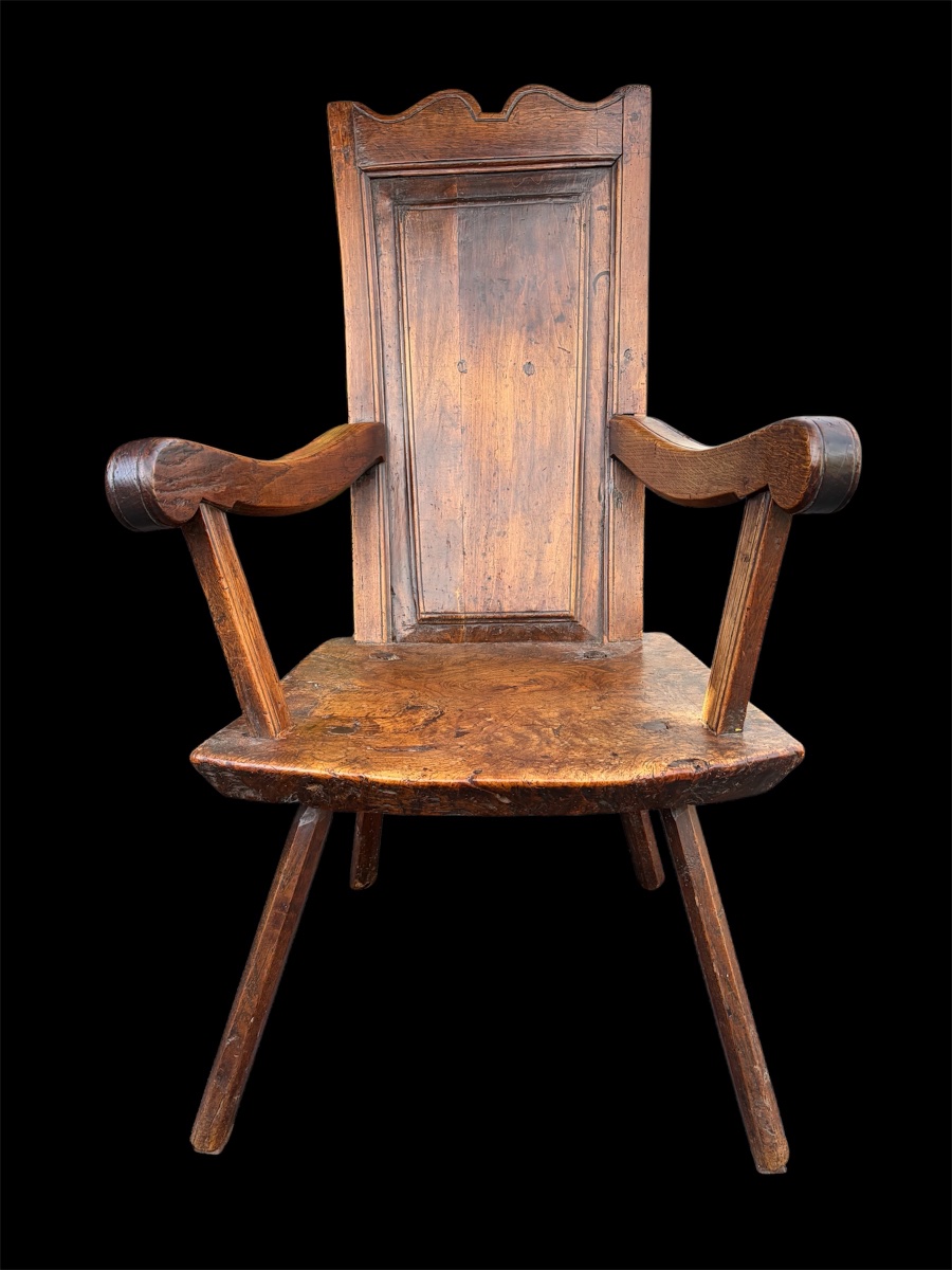 A Rustic, Characterful Armchair Made Of Oak -photo-3