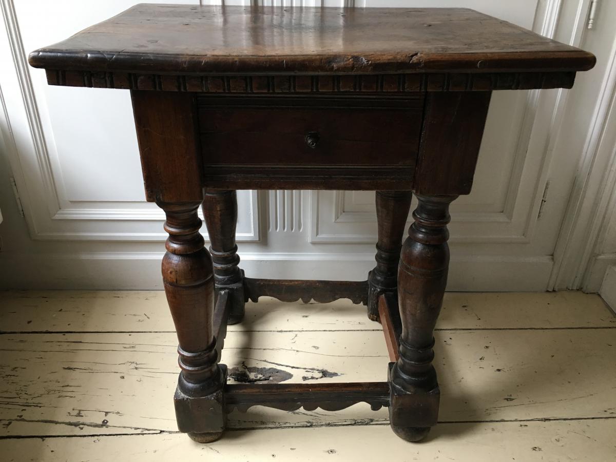 Renaissance Italian Walnut Table, From The XVIIth Century.