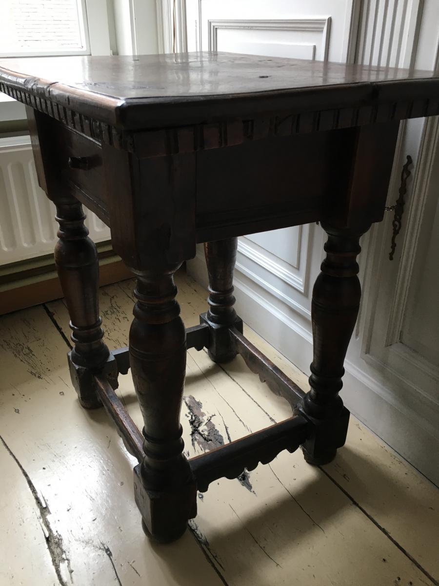 Renaissance Italian Walnut Table, From The XVIIth Century.-photo-4