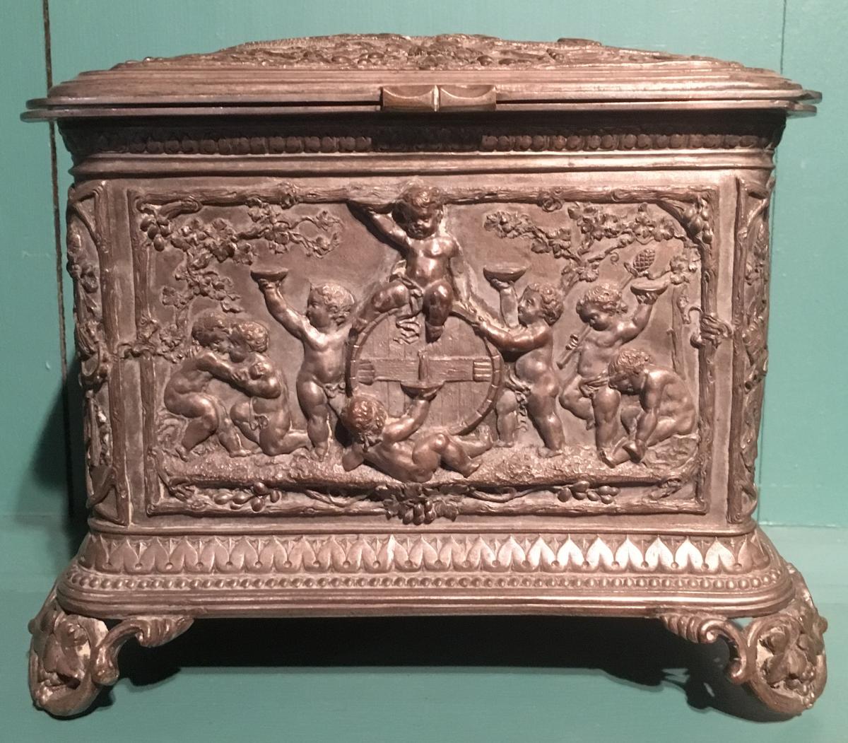 Box / Cigar Box In Silver Metal 19thc.